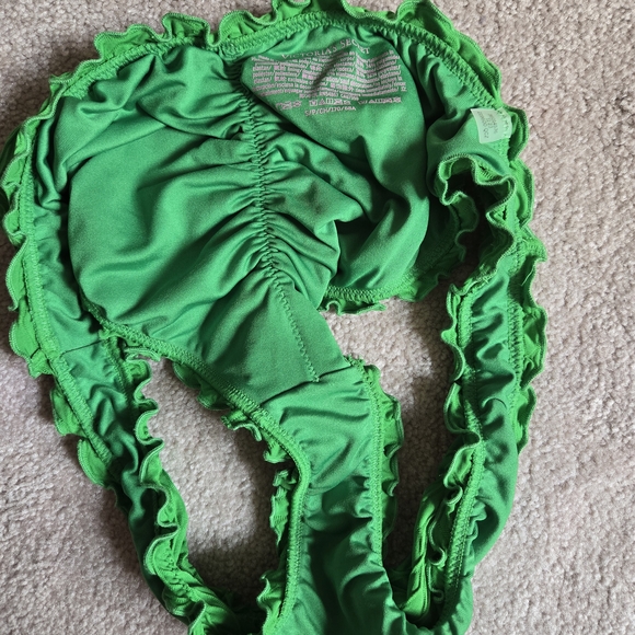Green Ruffled Bikini Bottom - Picture 3 of 3